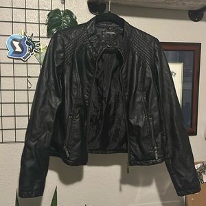 Black Leather Moto Jacket Size L